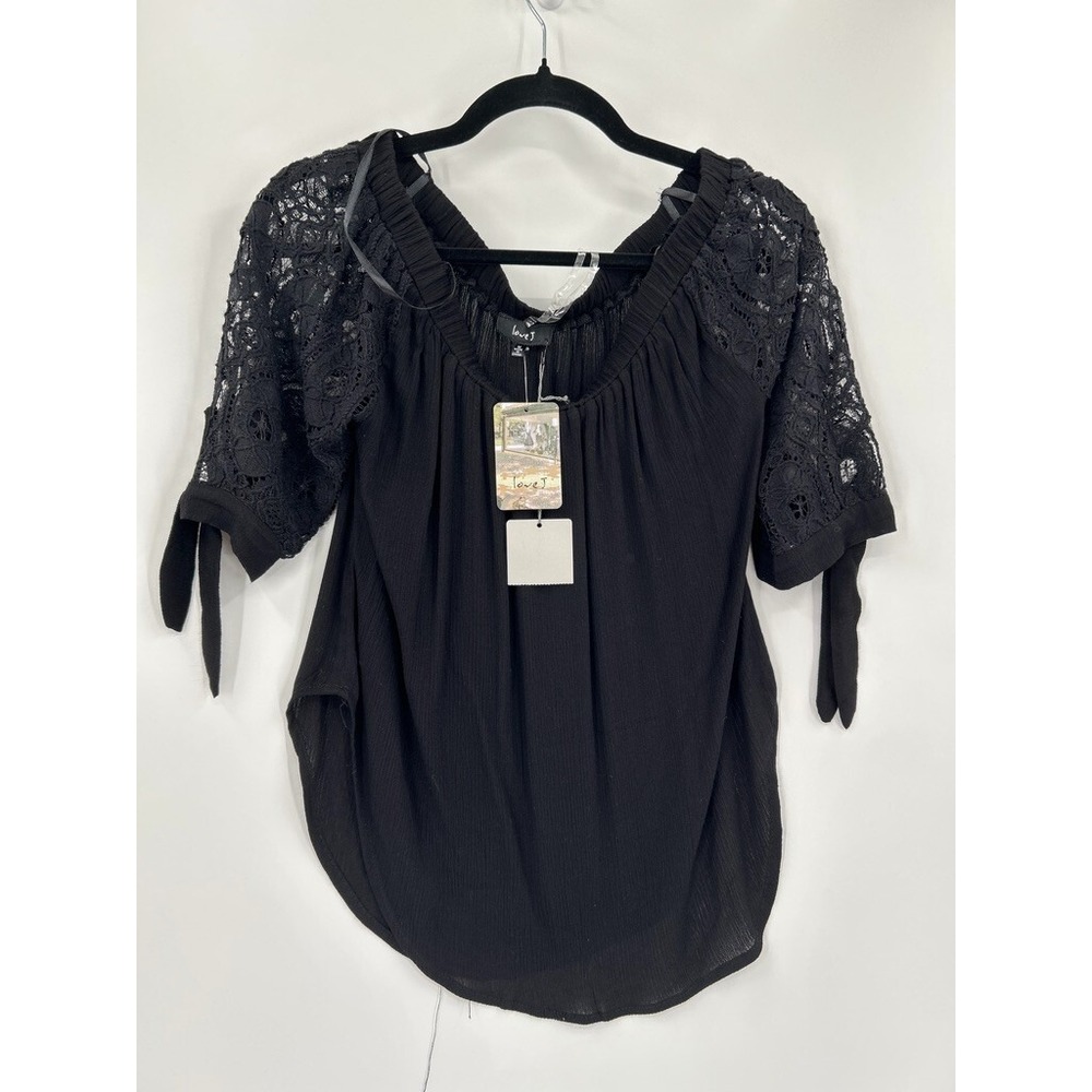 Love J Sz M Black Tunic Lace Tie Sleeve Round Hem Witchy Wimsigot Dark Fairy New